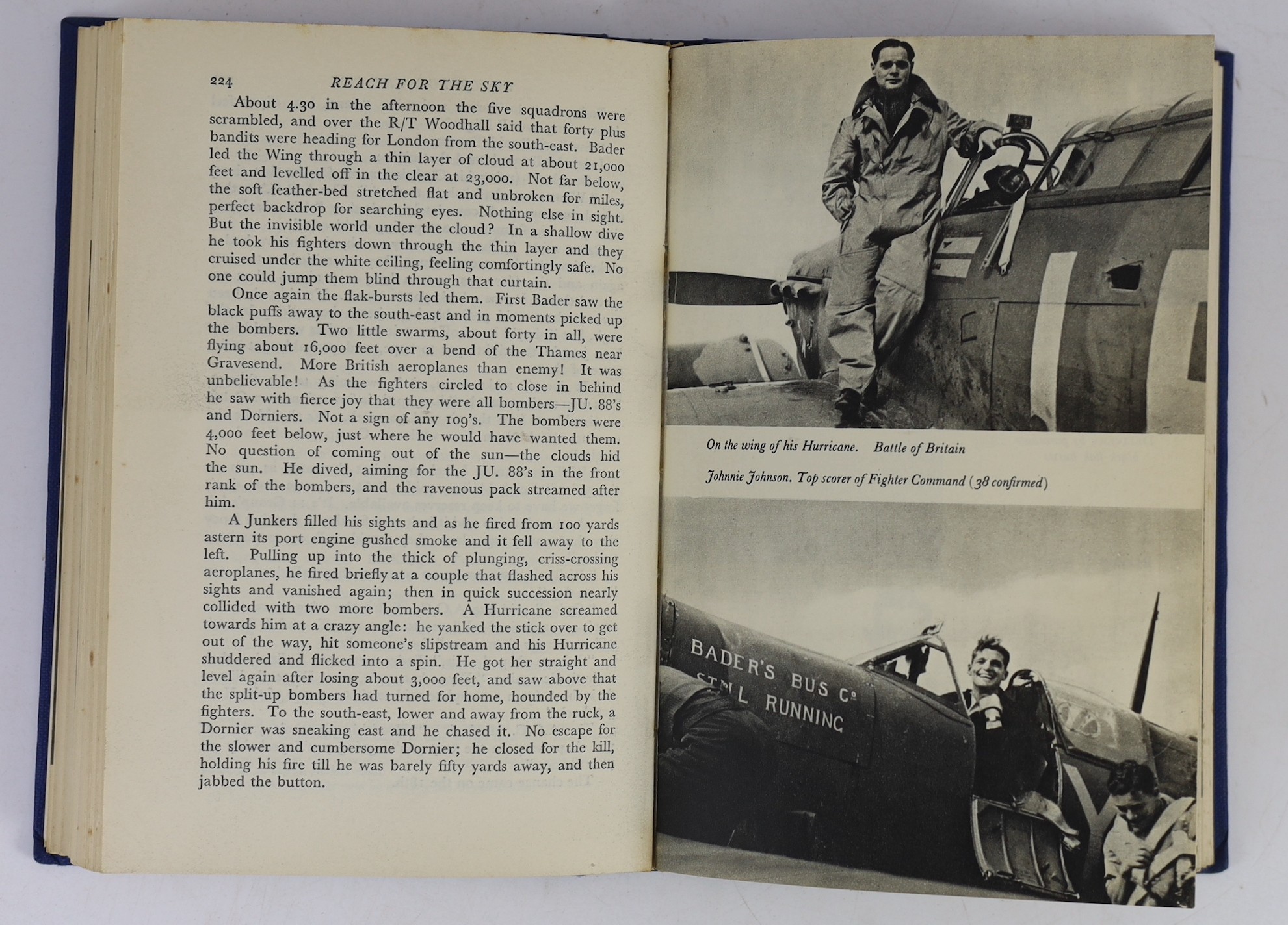 Brickhill, Paul - Reach For the Sky: Douglas Bader His Life Story, 8vo, cloth in unclipped d/j, signed by Douglas Bader, dated 19th March, 1954, Collins, London, 1954